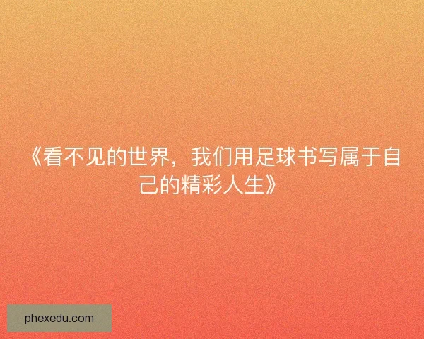 《看不见的世界，我们用足球书写属于自己的精彩人生》